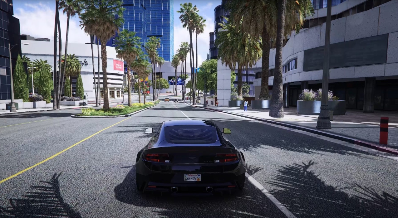 Los Santos in GTA 5 with enhanced graphics and lighting through experimental NVIDIA DLSS 5-style processing