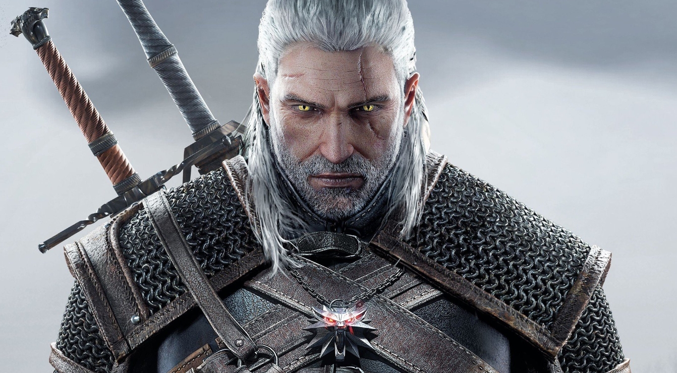 Portrait of Geralt of Rivia wearing witcher armor in The Witcher 3 Wild Hunt Complete Edition