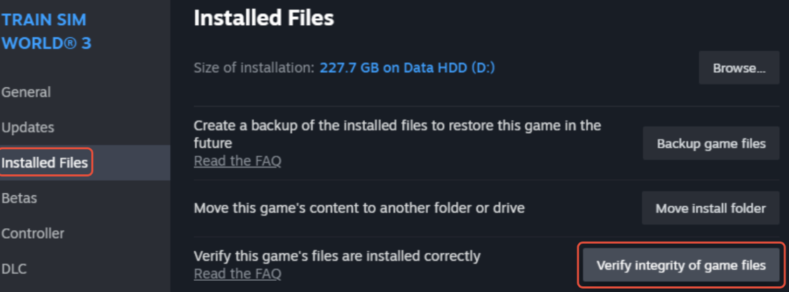 Steam game files verification