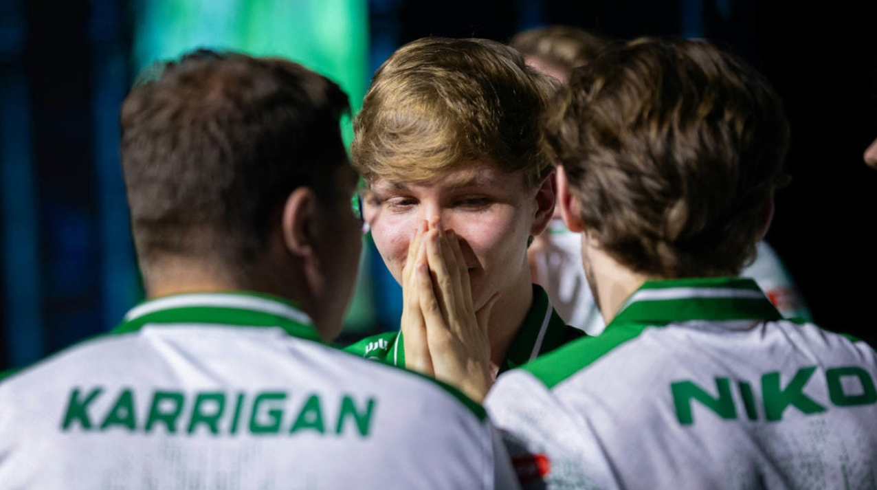 m0NESY showing emotion after winning the first Major title of his career at IEM Cologne 2026