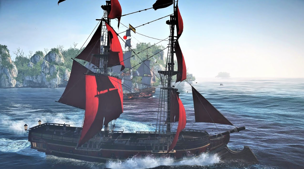 Hunter Ship red sails