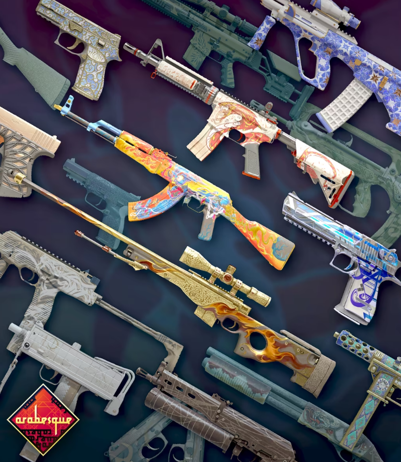 Counter-Strike 2 Arabesque weapon collection featuring new skins added by Valve in the July CS2 update alongside Premier Season 5