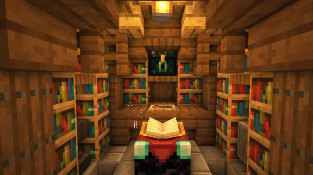 Minecraft: enchanting table recipe, 15 bookshelf placement, and 5 room design ideas