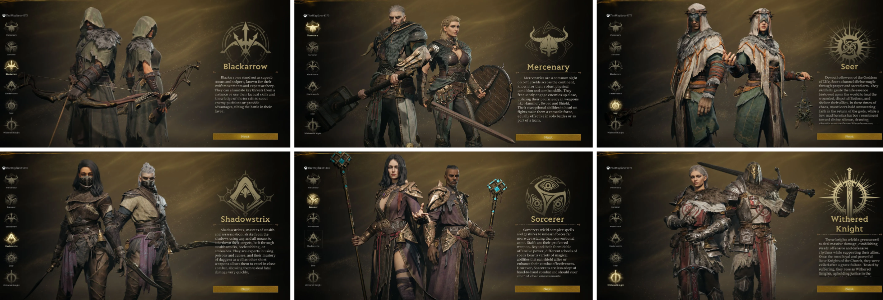 Mistfall Hunter class selection