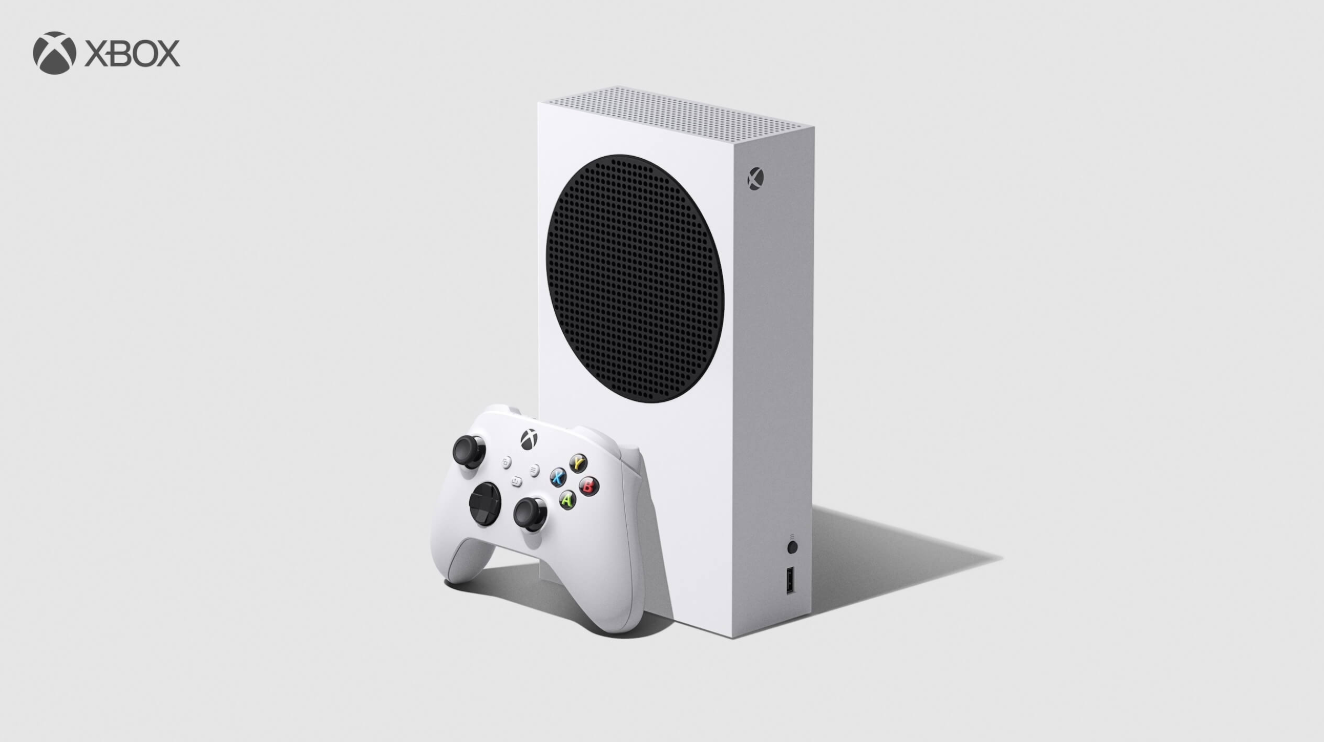 White Xbox Series S console with Xbox wireless controller on a clean background
