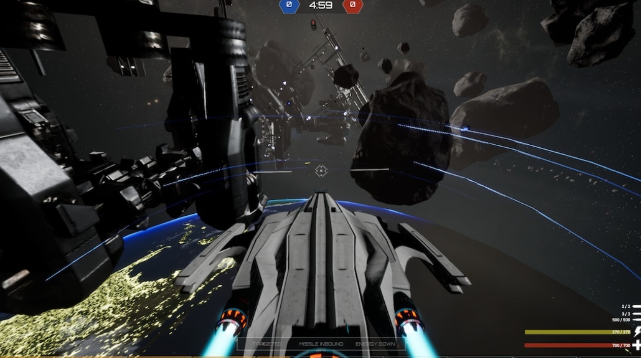 Evolvation third-person space combat gameplay