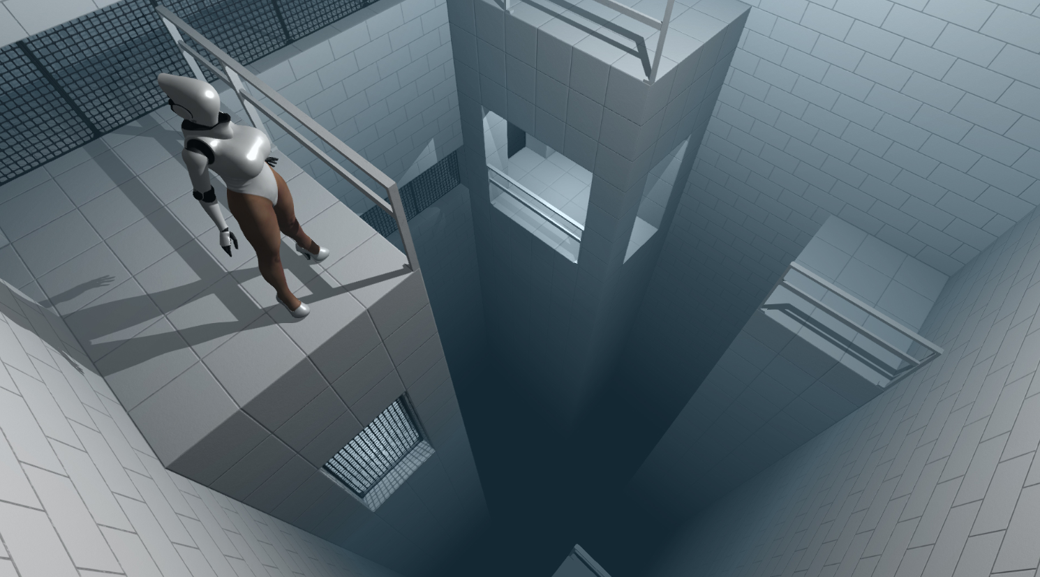 Haydee gameplay showing a difficult platforming section