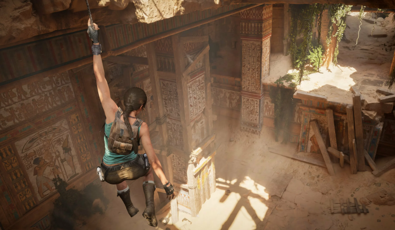 Lara Croft exploring an ancient tomb in Tomb Raider: Legacy of Atlantis gameplay