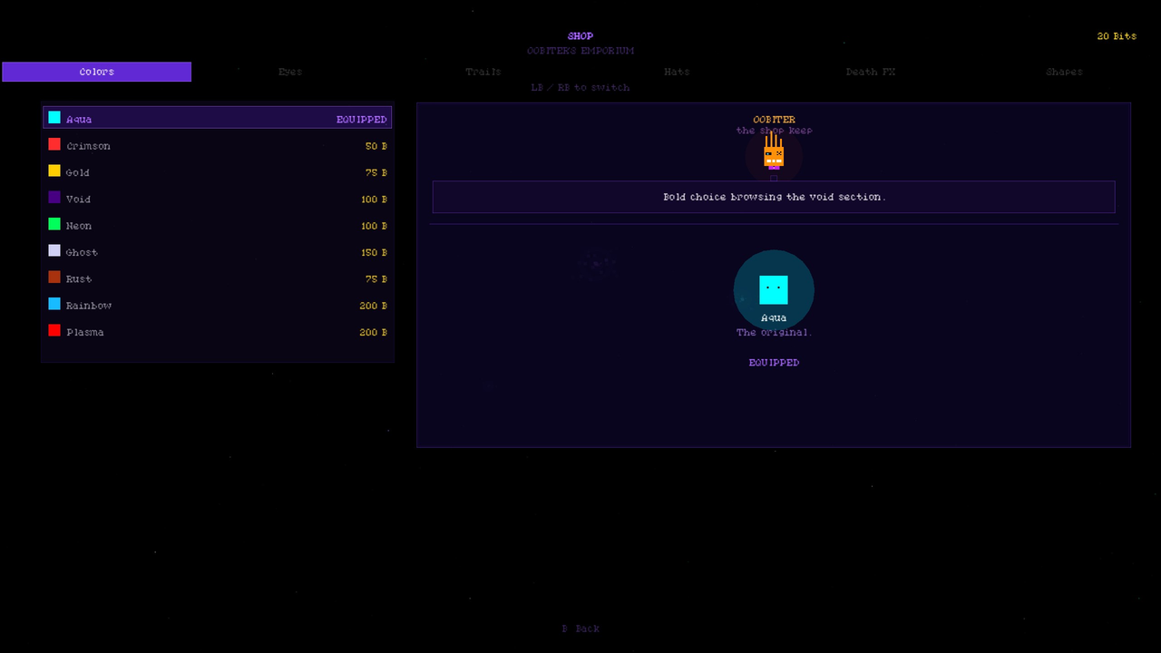 The B.i.t customization menu displays several color choices