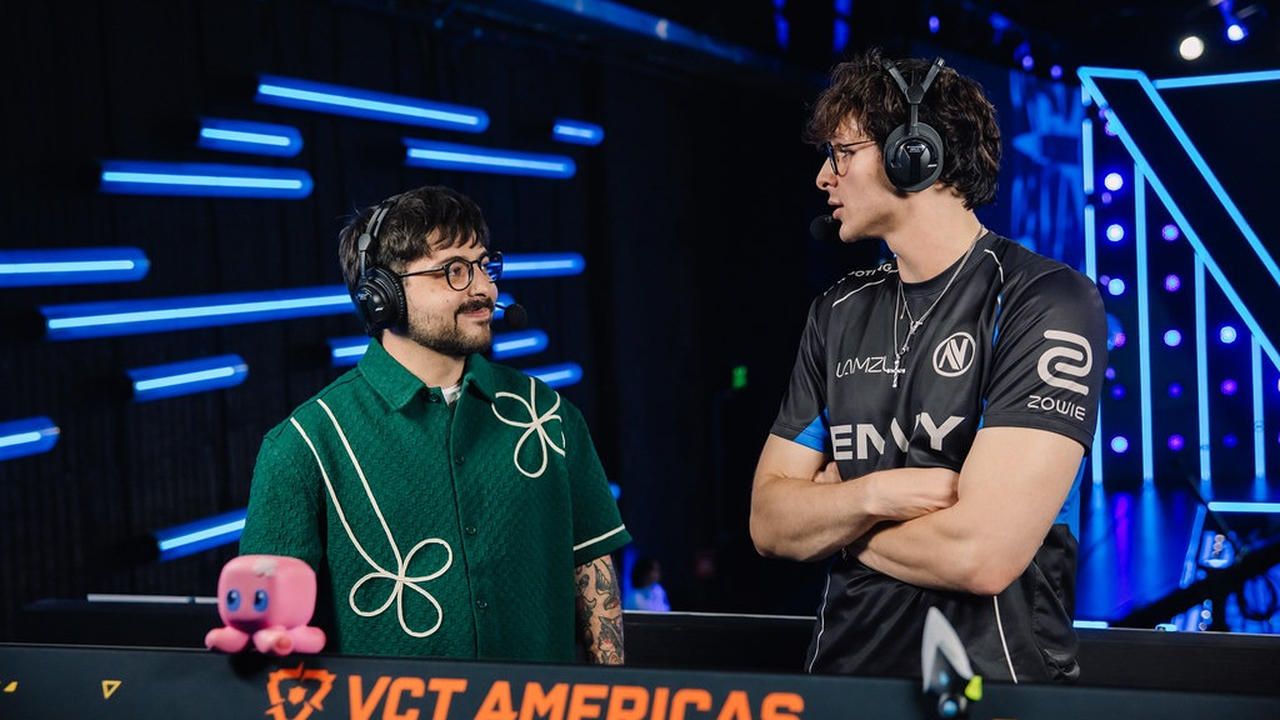 Team ENVY players compete from their Valorant stage booth