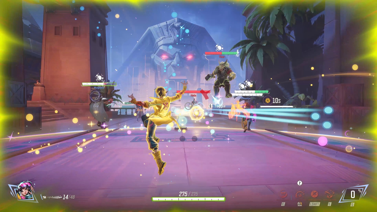 Players fight during a Marvel Rivals match