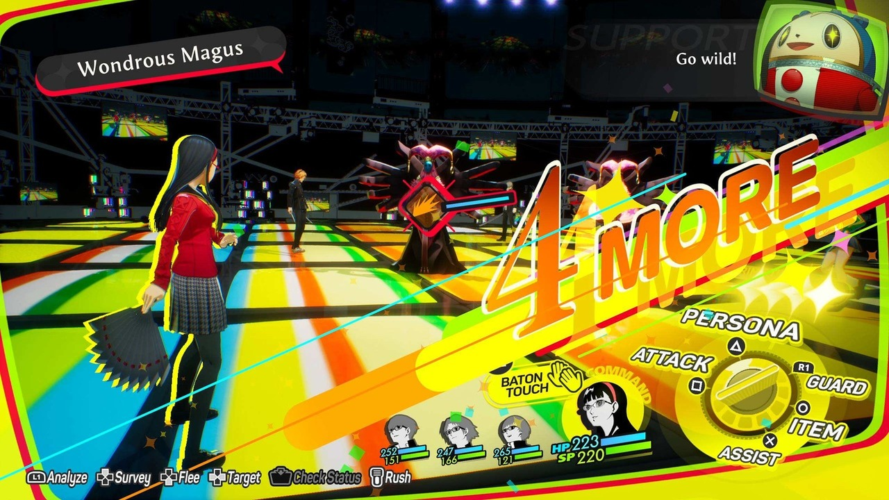 The Persona 4 Revival party selects an additional action during battle