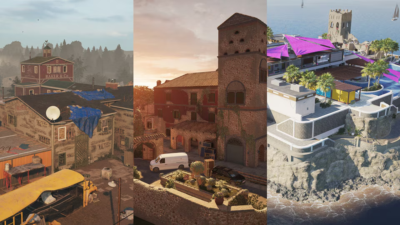 Three Rainbow Six Siege maps shown together