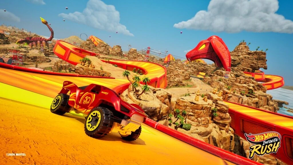 Supporting image for Hot Wheels Infinite Rush opens four islands, a 150-car garage and a flexible track builder