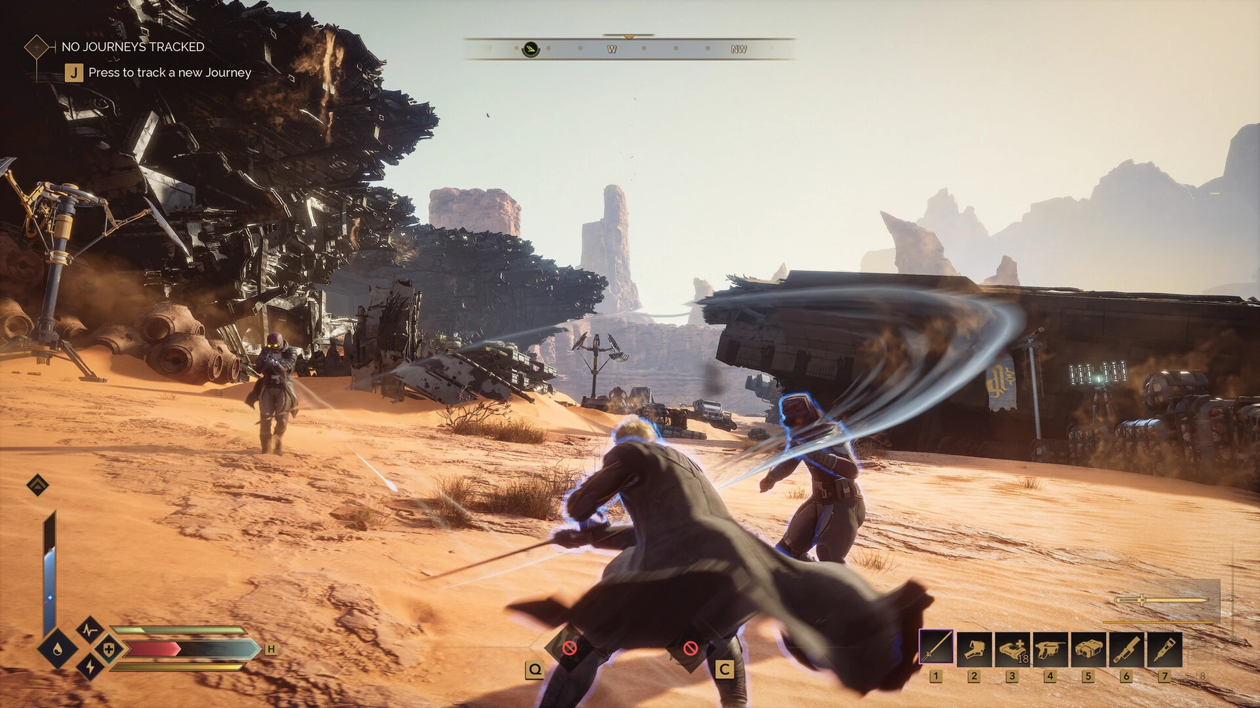 Combat in Dune: Awakening.