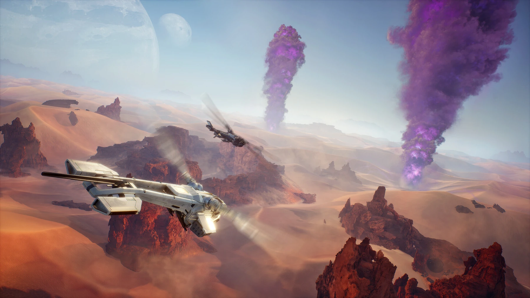 Aircraft over the desert in Dune: Awakening.