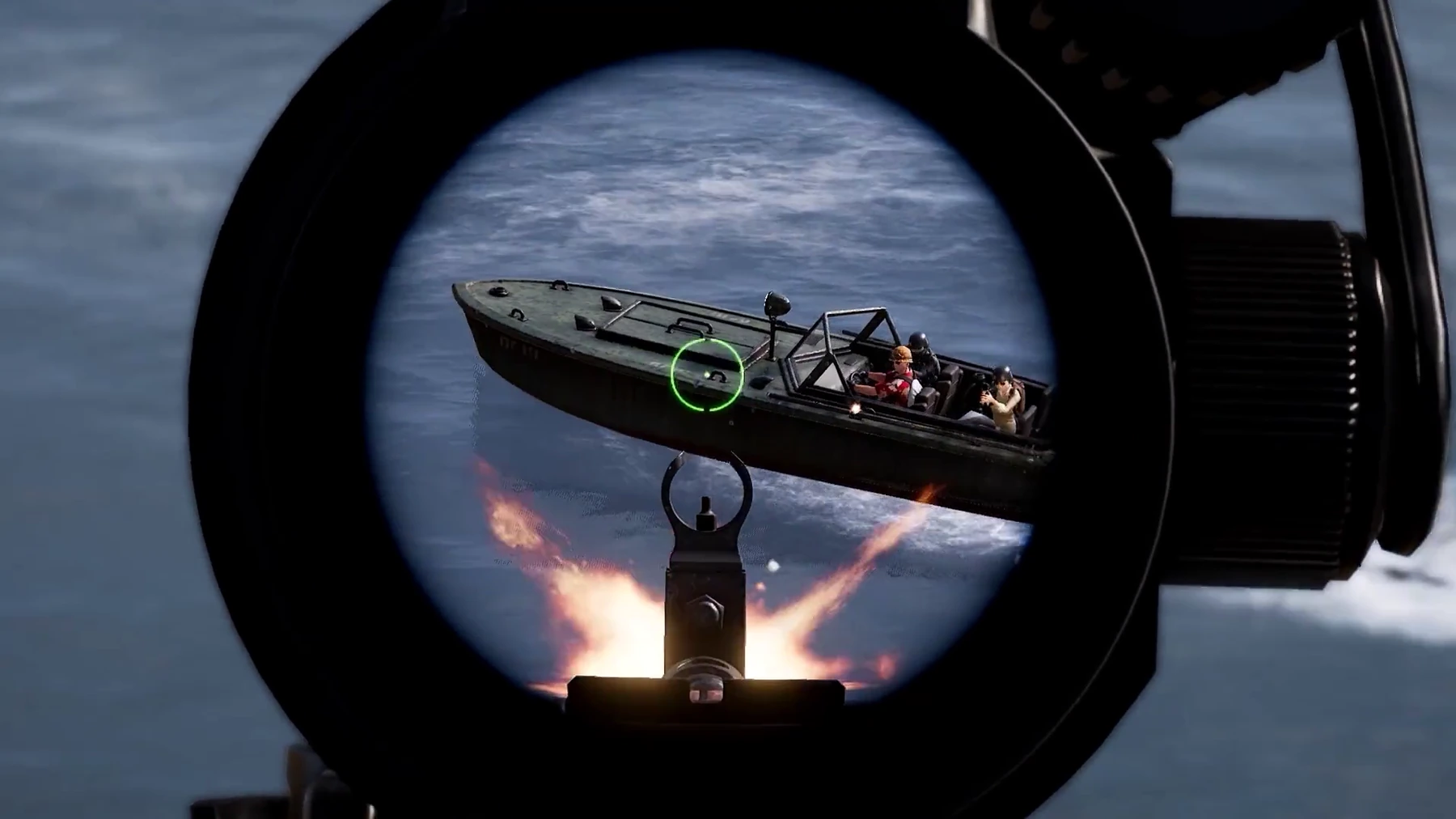 Aiming with the RPD in the developer's gameplay demonstration.