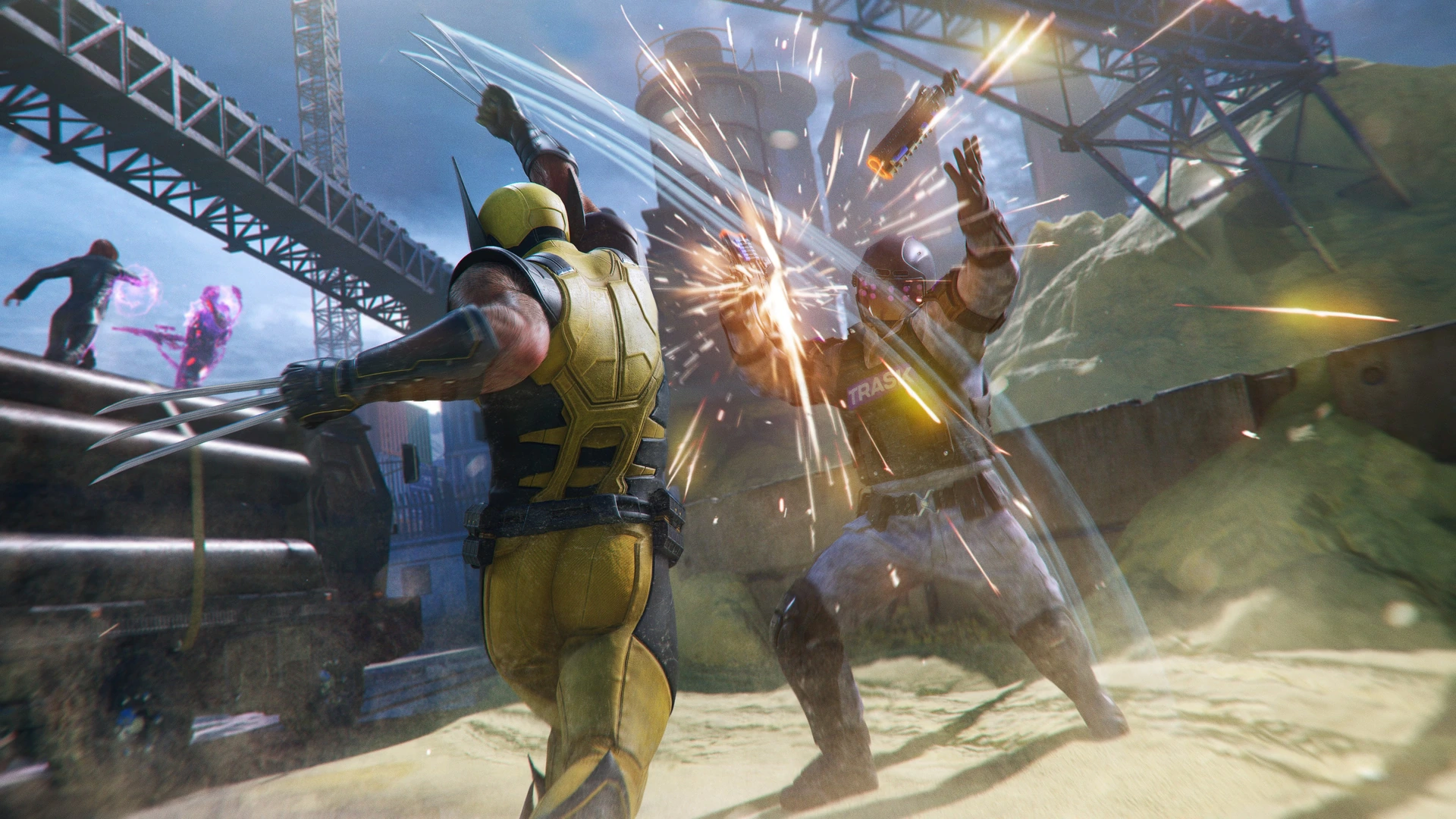 Wolverine strikes an armoured Reaver during an official gameplay sequence