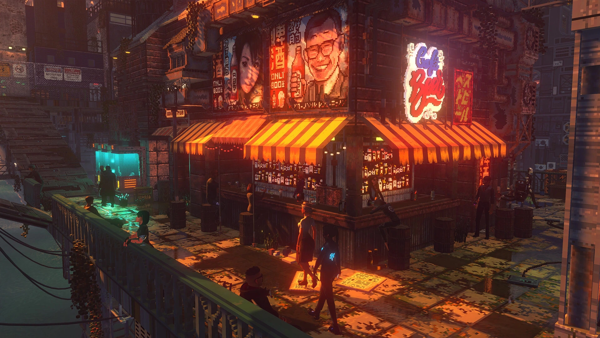 A street-level business district in Nivalis Nights