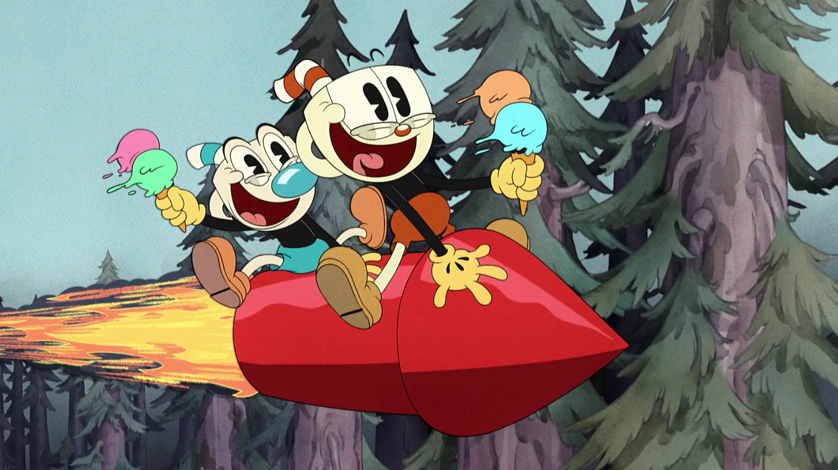 Cuphead on a rocket