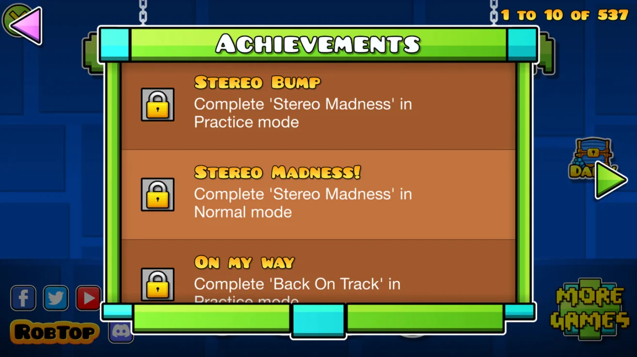 Geometry Dash achievements