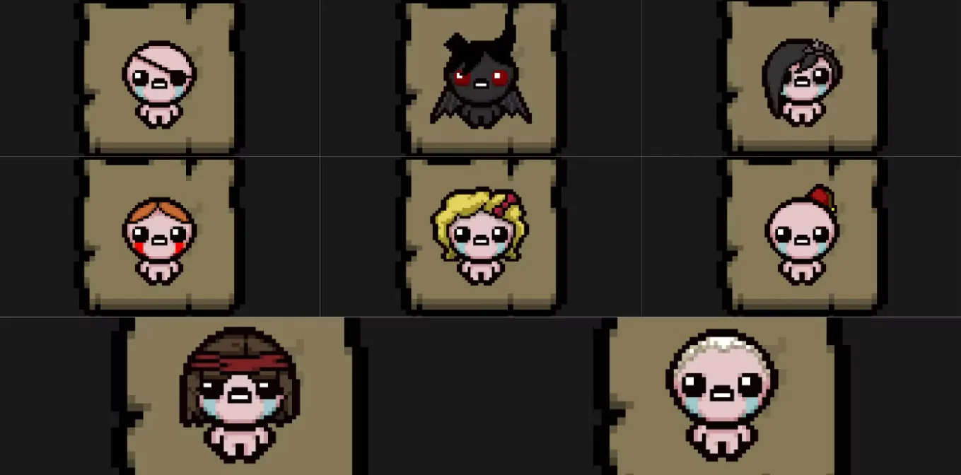 The Binding Of Isaac each character