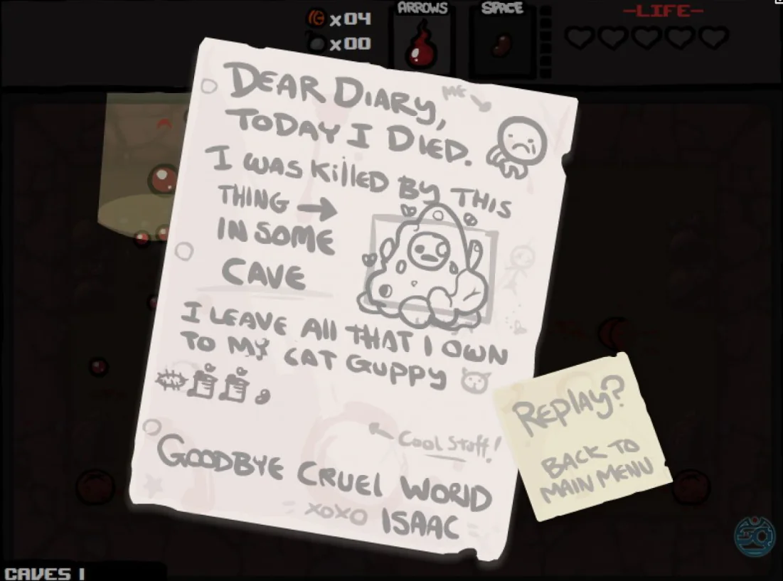 The Binding of Isaac diary, today I died