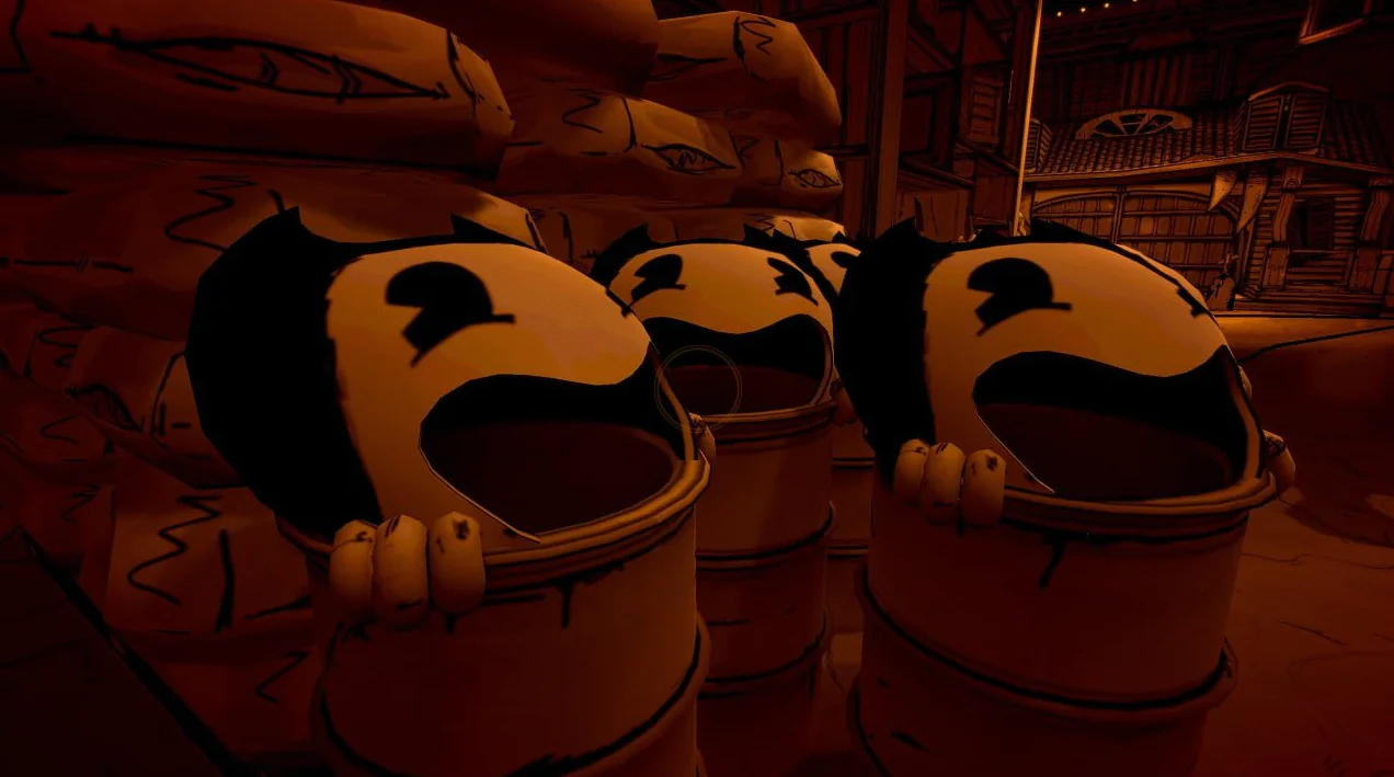 Bendy and the Ink Machine main character in a barrel